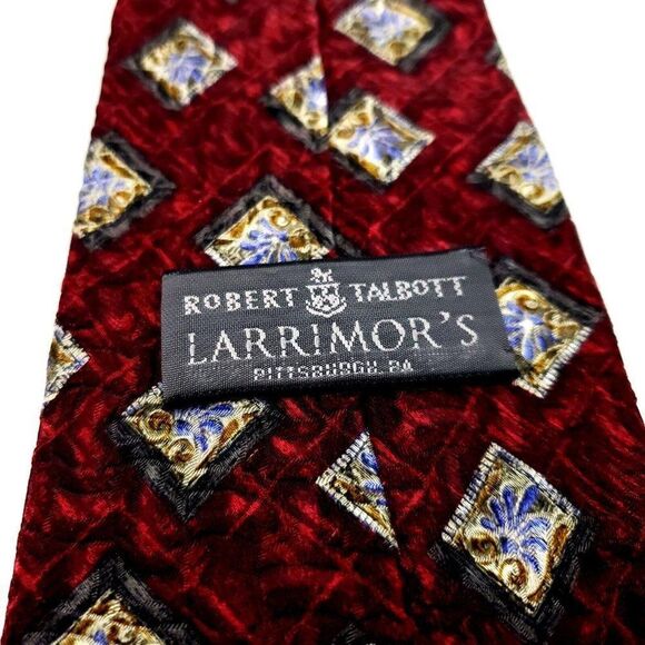 Robert Talbott Larrimor's Silk Tie Print Red Geometric Handsewn USA - Picture 5 of 7